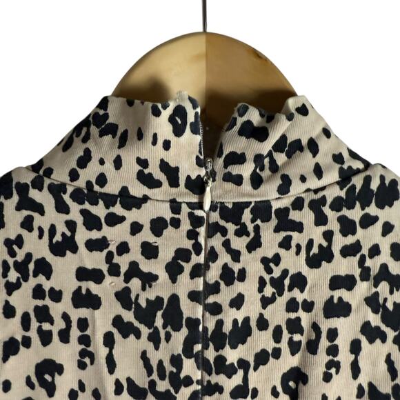 La Vie Rebecca Taylor White Black Dot Print High Neck A-Line Mini Dress Size M - Picture 10 of 16